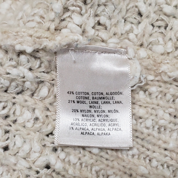 Anthropologie Moth Cotton Wool Alpaca Blend Chunky V-Neck Sweater Sz Medium - Picture 14 of 15